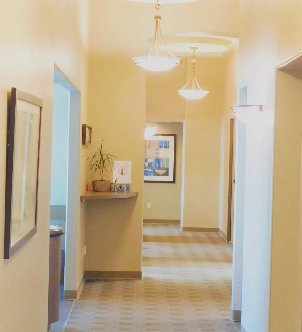 The hallway to the treatment rooms at Golden Triangle Dentistry.